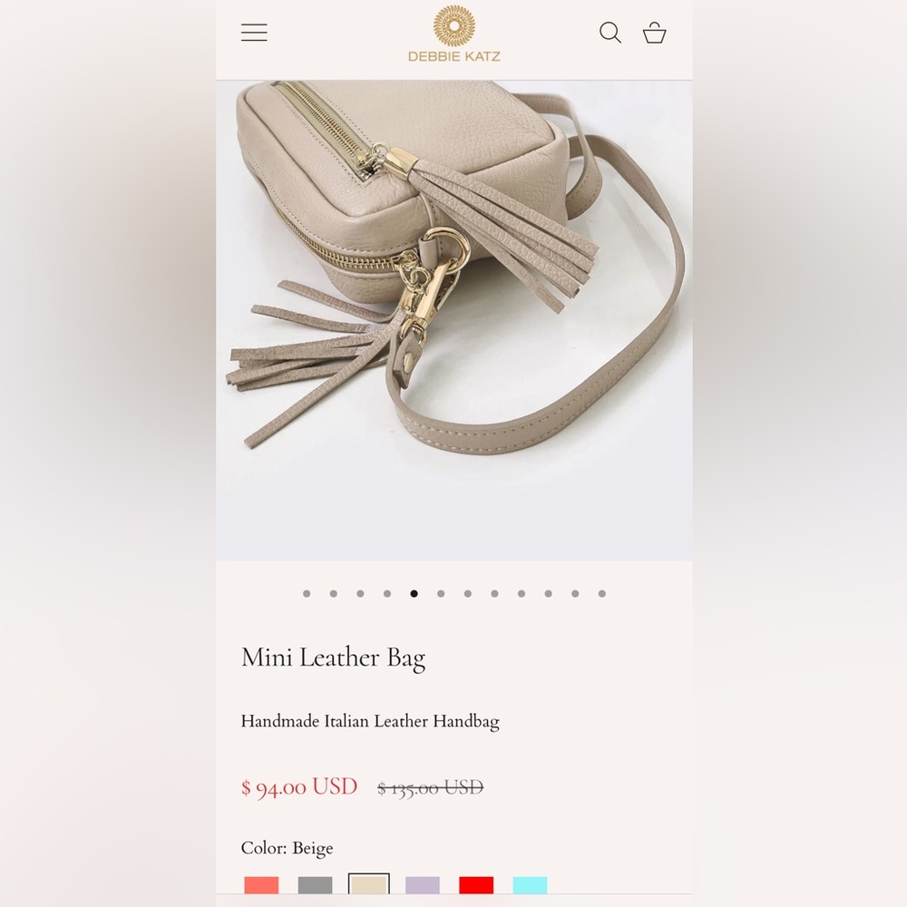 New withhout tags. Debbie Katz genuine leather crossbody nude color